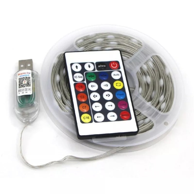 RGB lichtslinger 10 meter USB - programmeerbaar - 100 LED - Dreamcolor