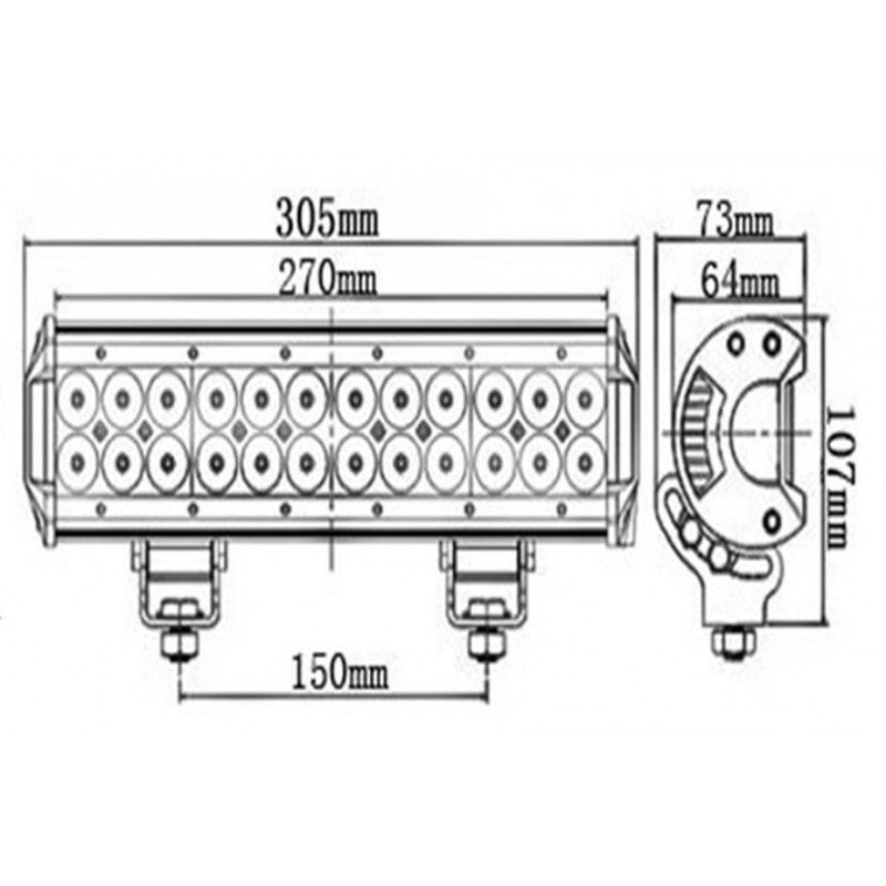 LED bar - 72W - 30,5cm - 4x4 offroad - 24 LED Combo - WIT 6000K