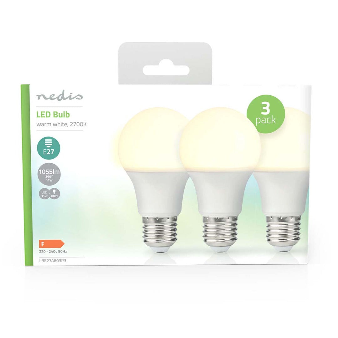 E27 LED lamp – 1055 lumen – 11W – Warm wit – Set van 3