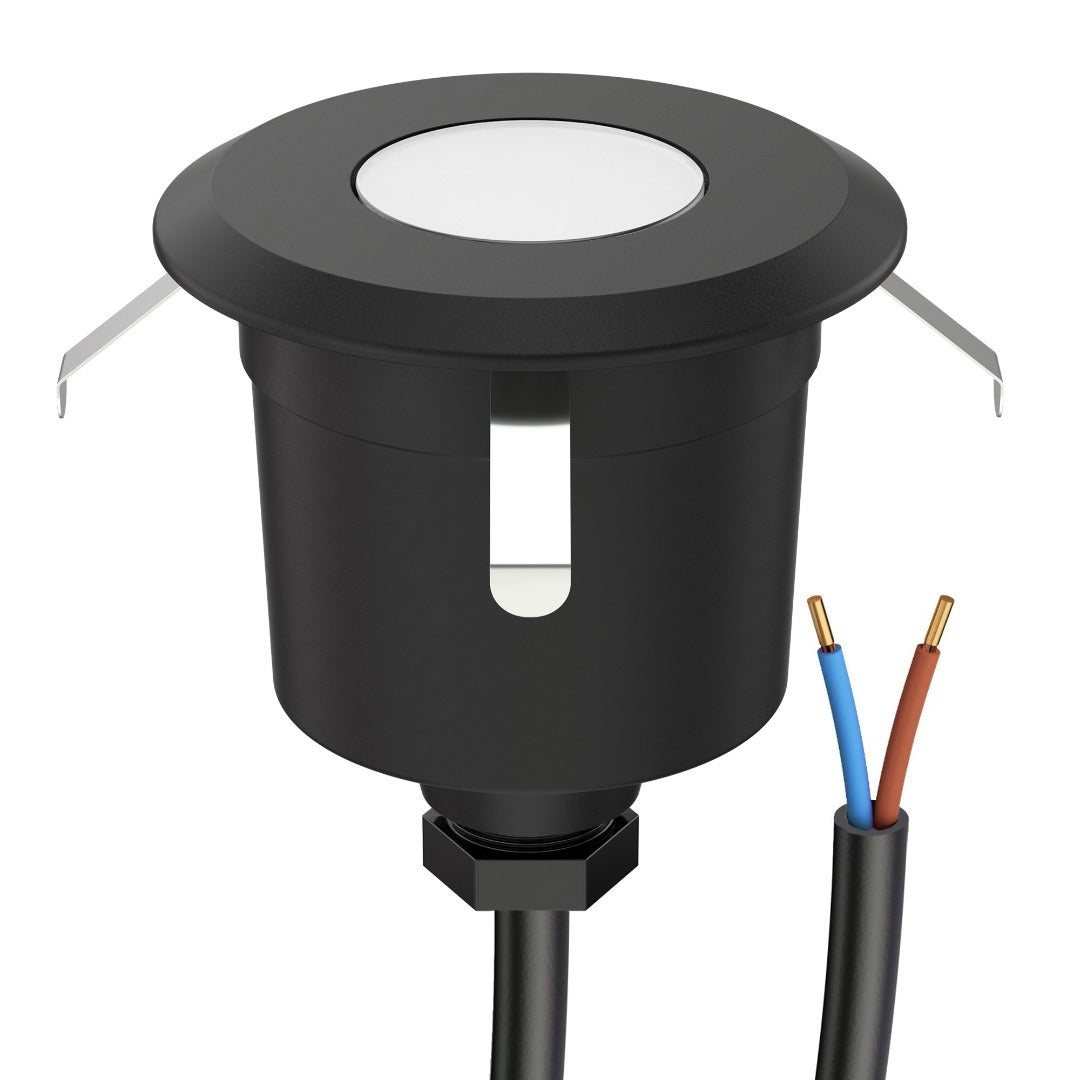 LED terrasverlichting inbouw - 60mm - 230V - Warm wit - zwart