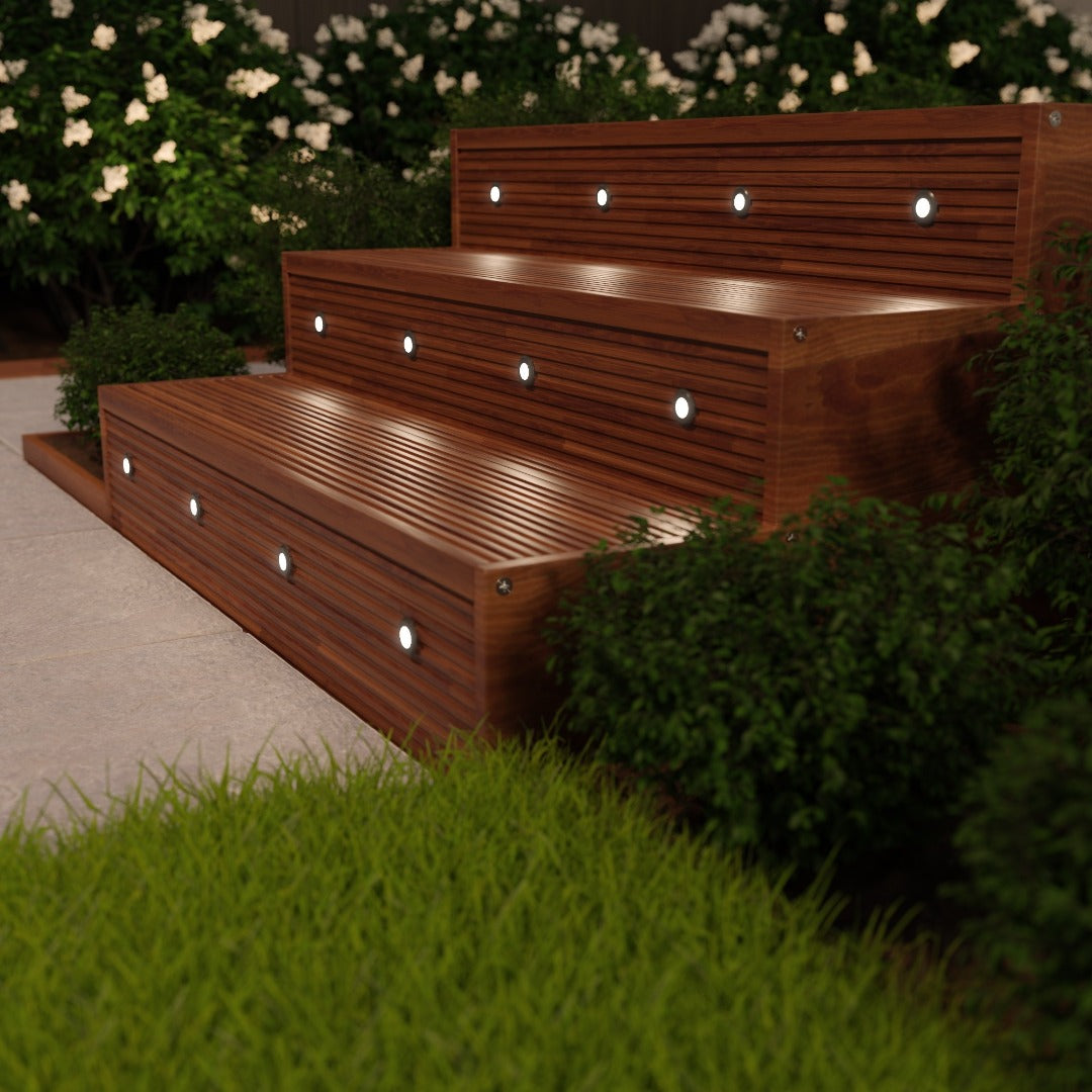 LED terrasverlichting inbouw - 60mm - 230V - Warm wit - zwart