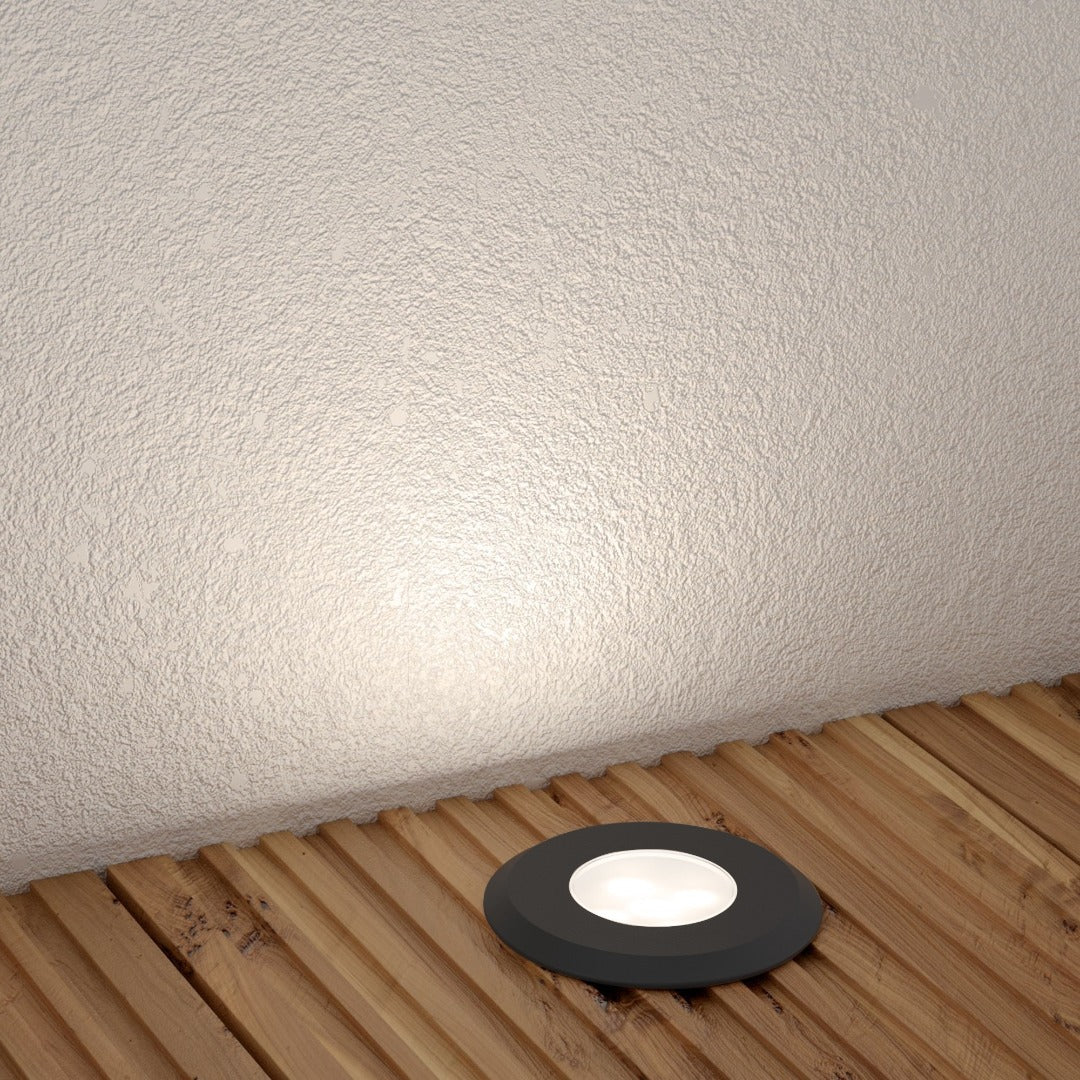 LED terrasverlichting inbouw - 60mm - 230V - Warm wit - zwart