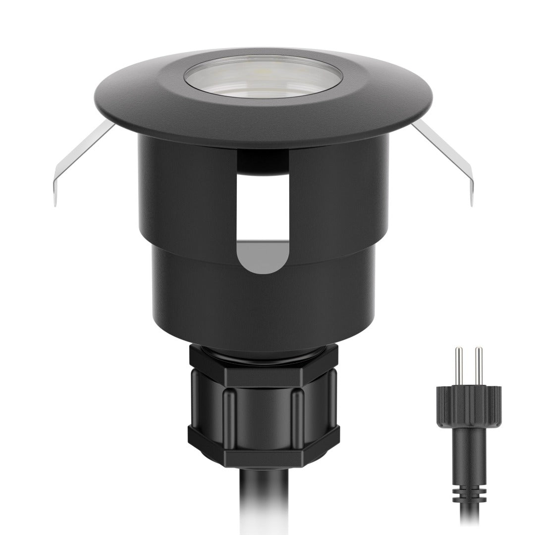 LED terrasverlichting inbouw - 40mm - 12V - Warm wit - Zwart