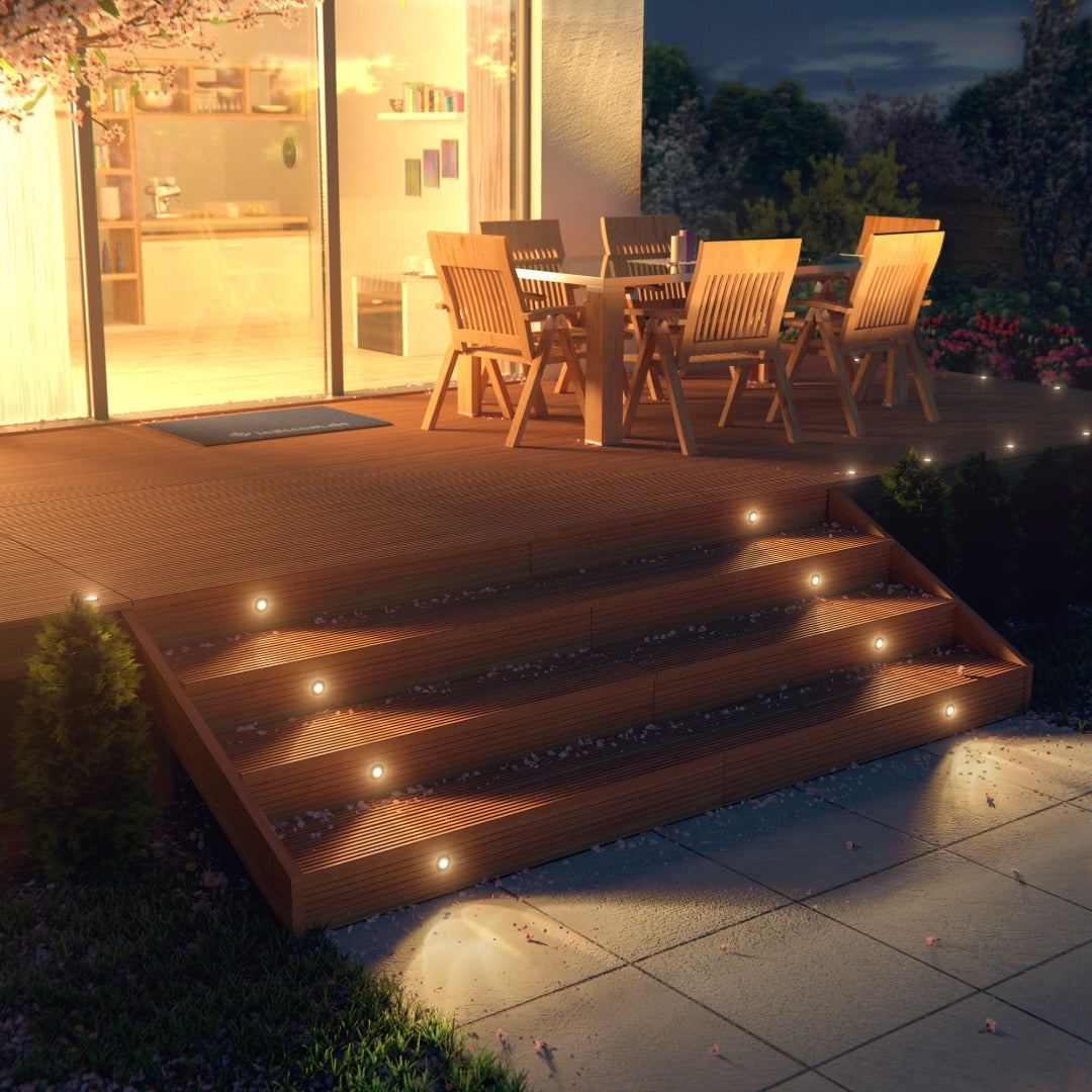 LED terrasverlichting inbouw - 40mm - 12V - Warm wit - Zwart
