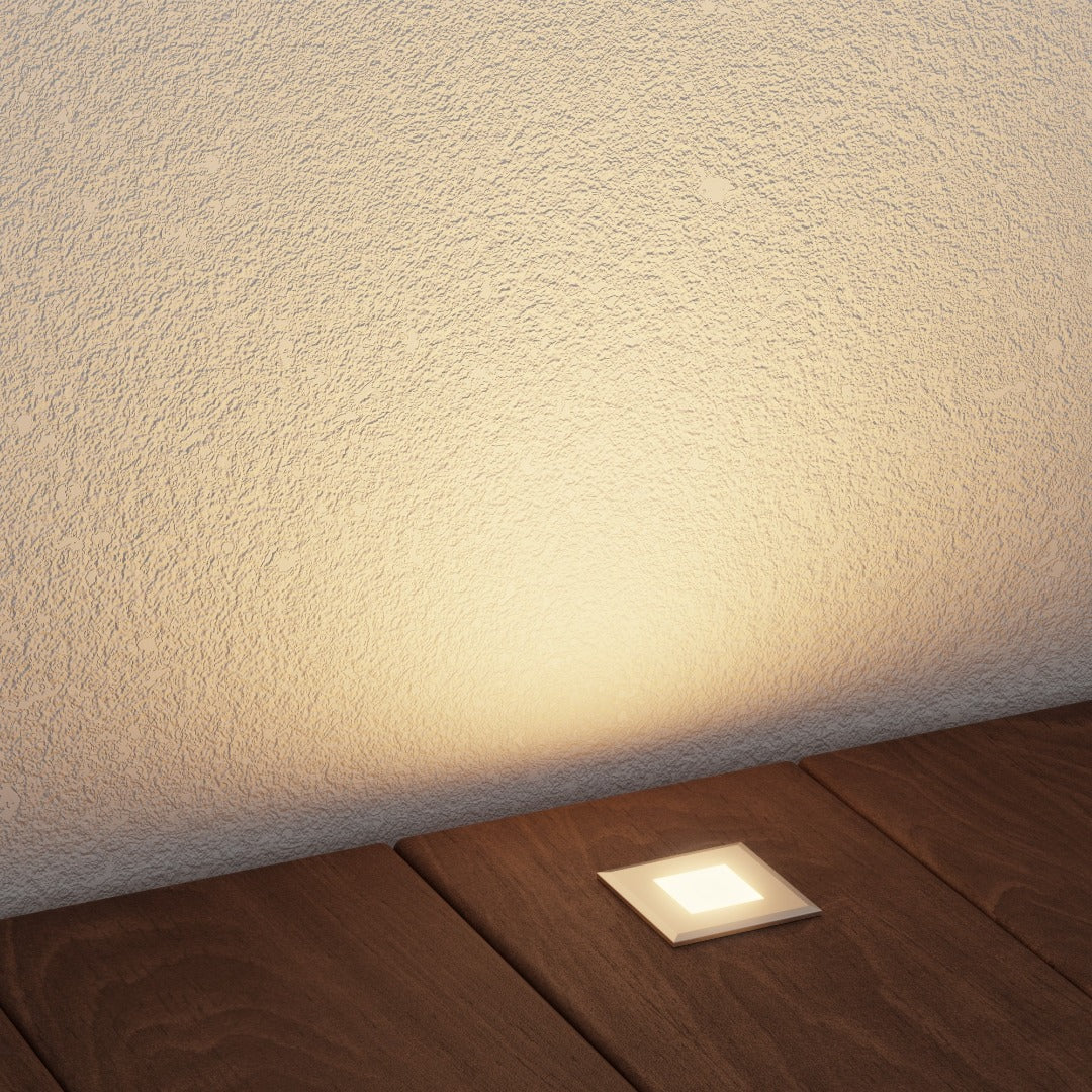 LED terrasverlichting vierkant - 3,4 x 3,4cm - 230V - Warm wit