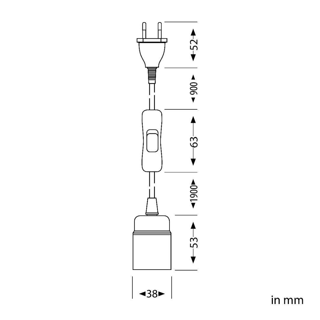 E27 hanglamp - 3 meter - Met schakelaar - Zwart/wit