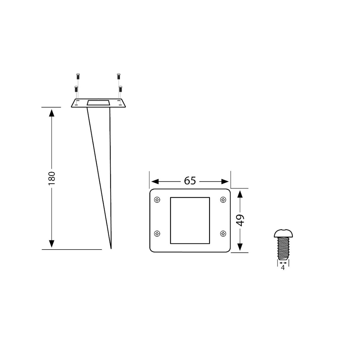 RVS grondspies - 18cm - Met montagemateriaal
