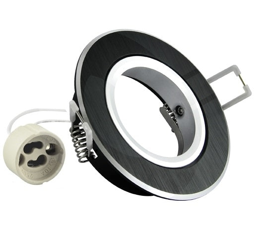 Inbouw spot GU10 - aluminium - rond armatuur - geborsteld - zwart/zilver 85mm