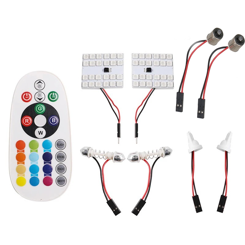 RGB tuning LEDs - 24SMD - Met afstandsbediening - 12V - 2 stuks