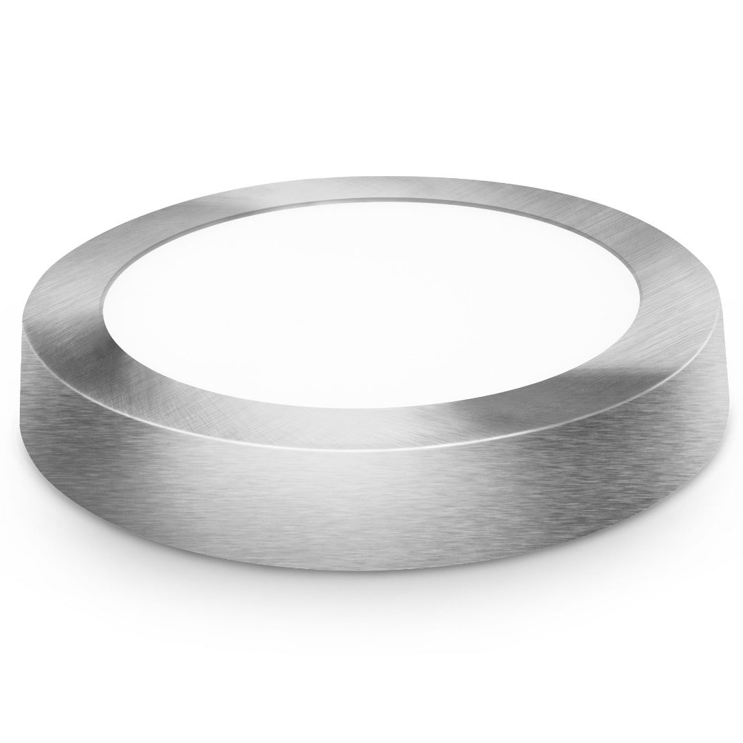 LED plafondlamp - opbouw rond - Warm wit - zilver - 18W