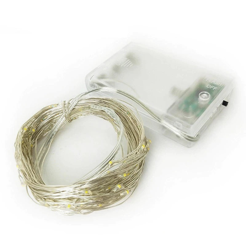 Kerst koperdraad LED verlichting - Warm wit - 5 meter - Op batterijen