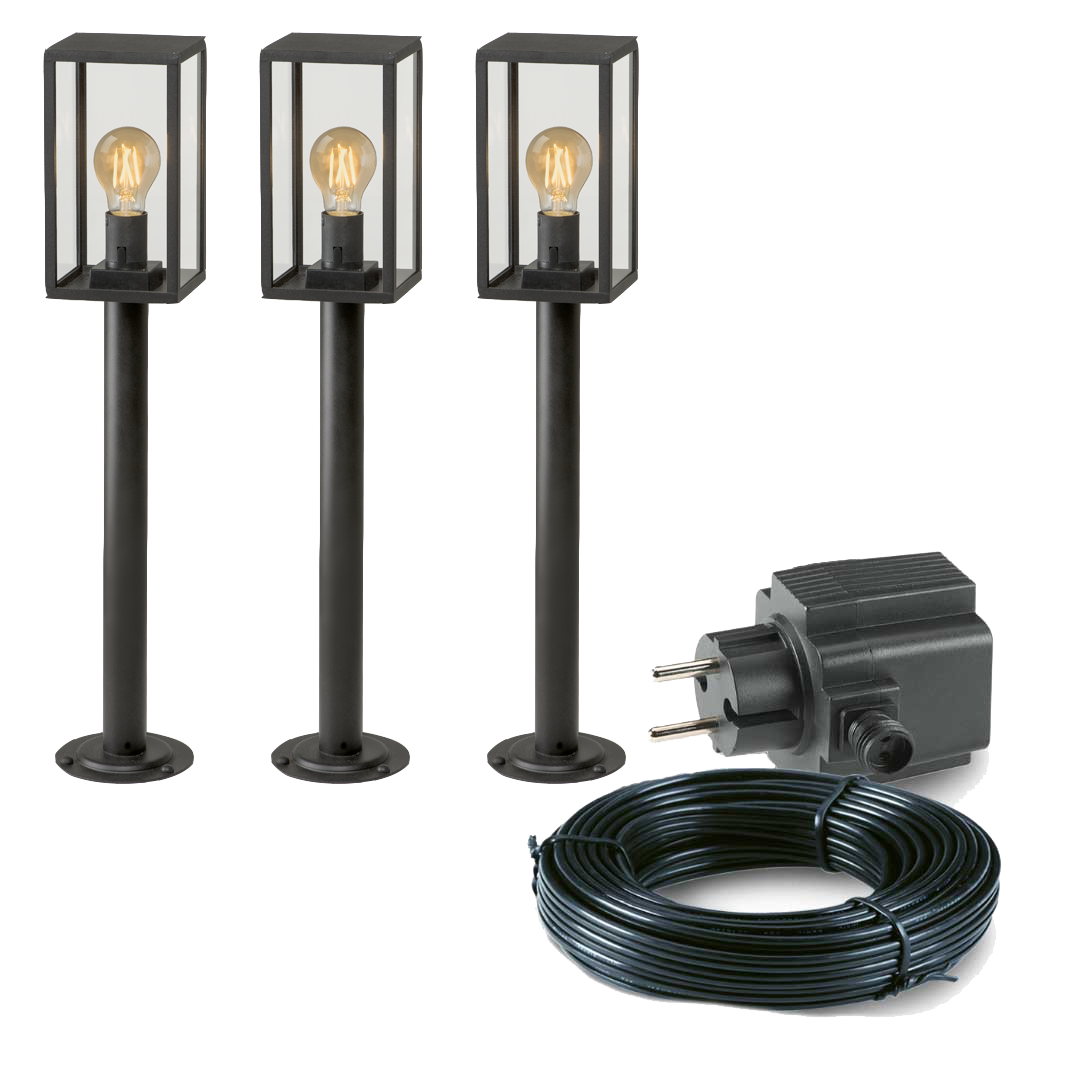 3x LED sokkel tuinlamp - 3,5 Watt - 12V - 68cm - Complete set