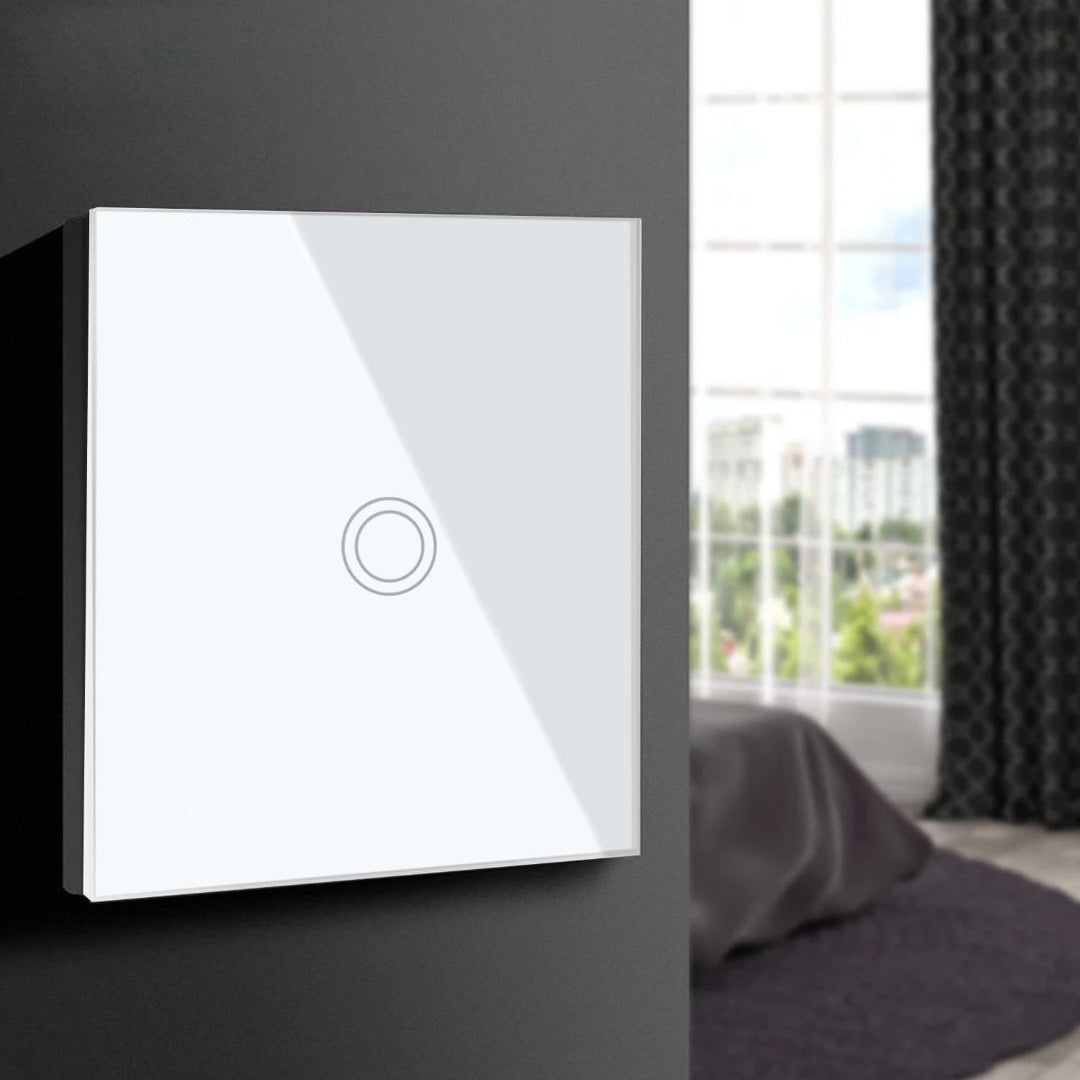 Wandschakelaar met verlichting - Enkelvoudig - Touch bediening - Wit