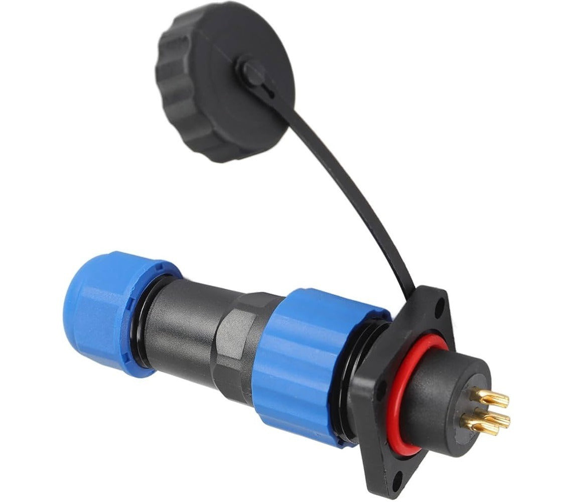 Male + chassis square base - 24V - waterdichte connector - 3 aderig - IP68