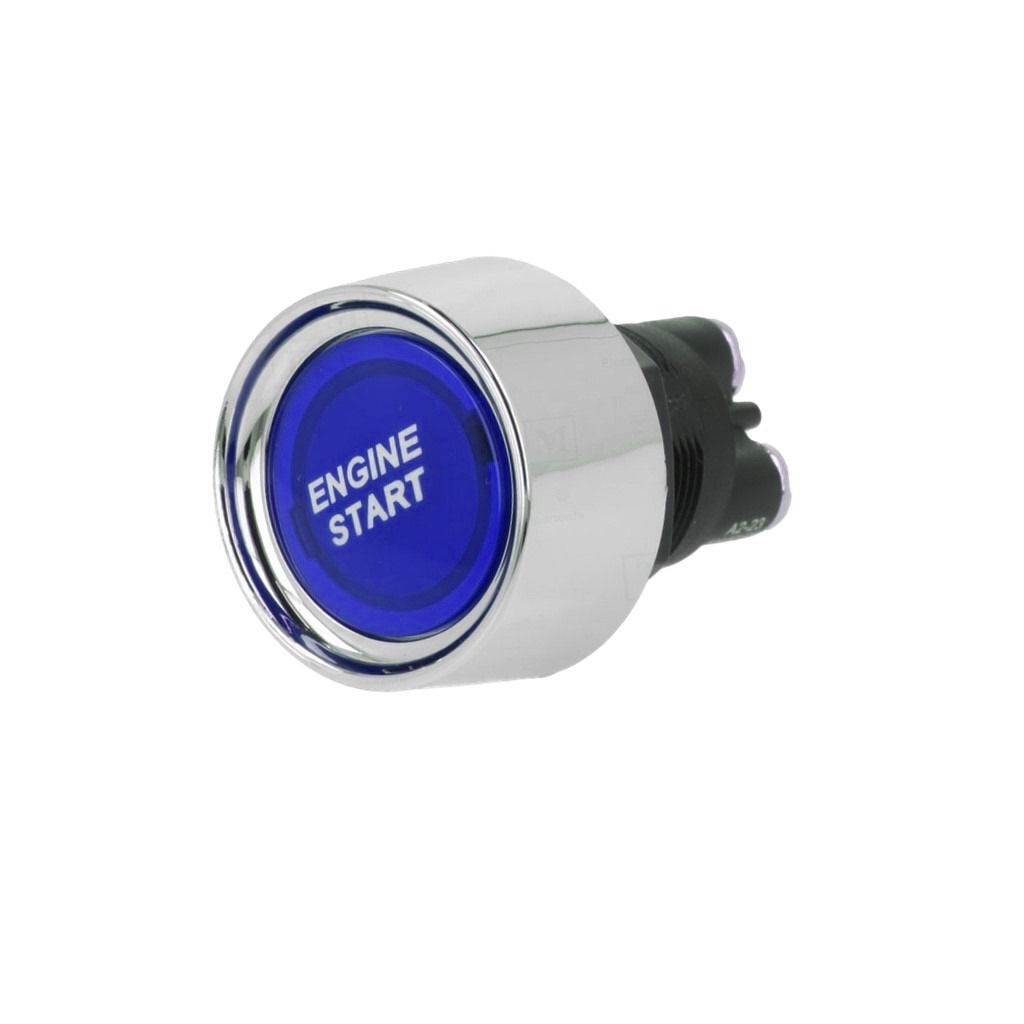Auto motor startknop - 22mm - SPST NO - Blauw - 12V