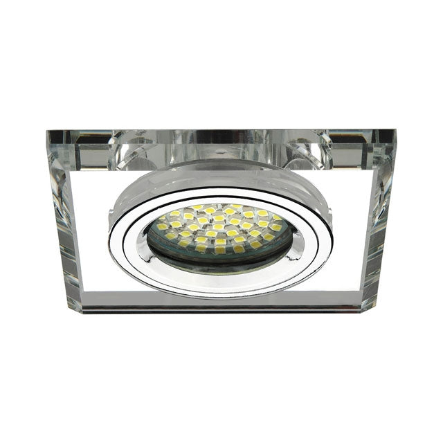 Inbouw spot GU10 en MR16 - glas - vierkant armatuur - glas/zilver 90mm