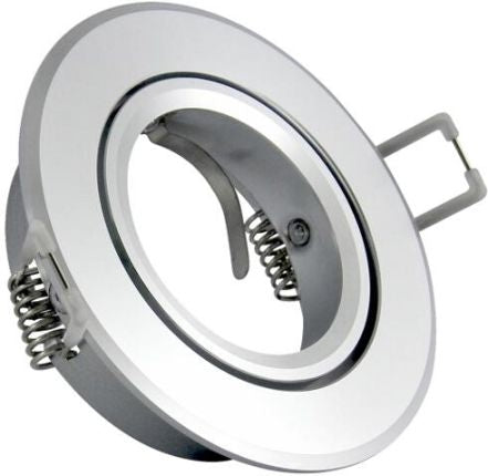Inbouw spot GU10 - aluminium - rond armatuur - gepolijst - zilver/zilver 95mm