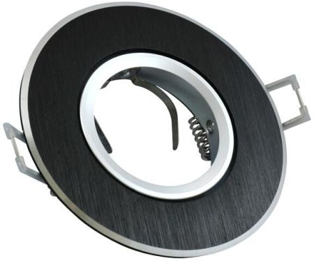Inbouw spot GU10 - aluminium - rond armatuur - geborsteld - zwart/zilver 95mm