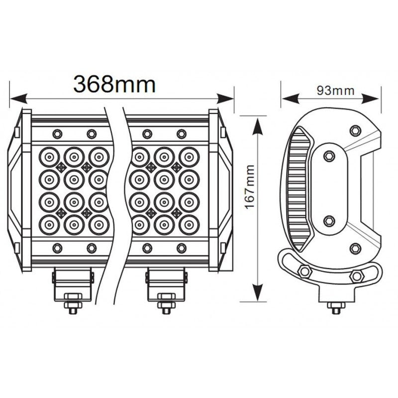 LED bar - 180W - 37cm - 4x4 offroad - 60 LED Combo - WIT 6000K