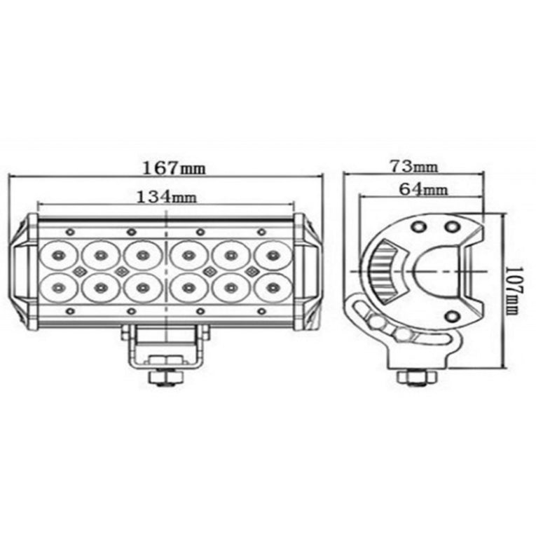 LED SPOT - 12 x 3 watt - front light - WIT - OFF-ROAD - Rectangle 36W