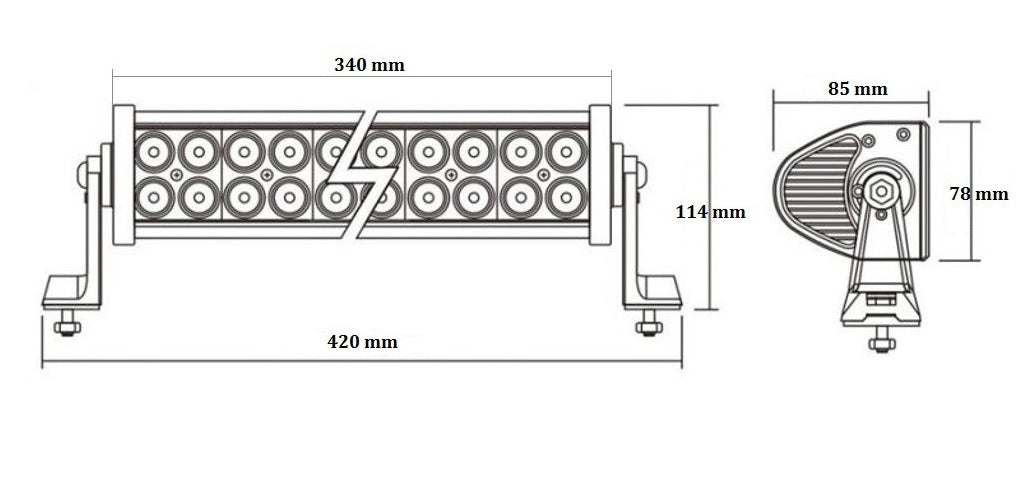 LED bar - 72W - 34cm - 4x4 offroad - 24 OSRAM LED Combo - WIT 6000K - 24 Volt