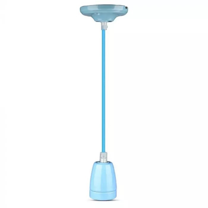Retro porseleinen lamp - BLAUW - E27 fitting - pendel