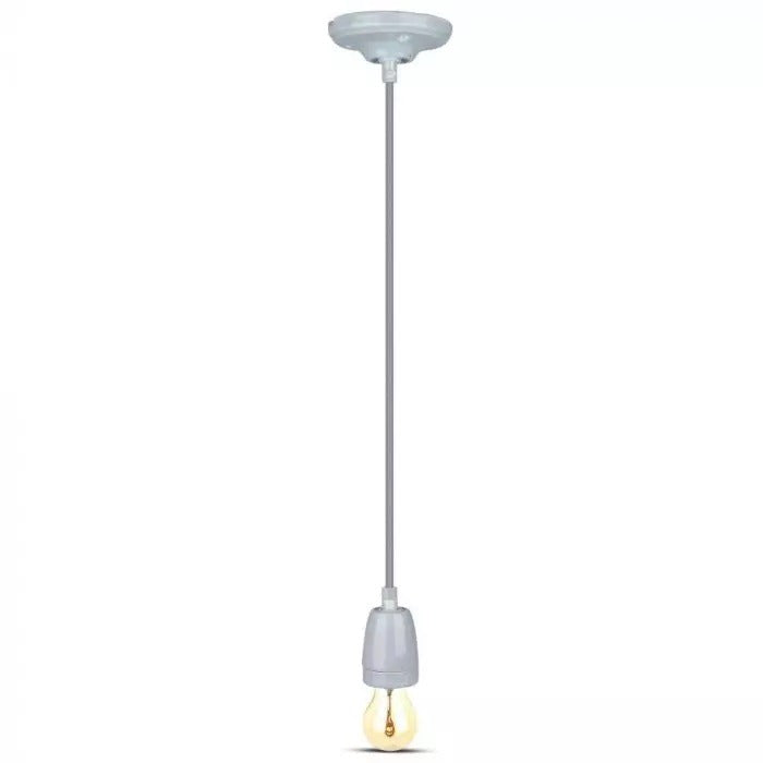 Retro porseleinen lamp - GRIJS - E27 fitting - pendel