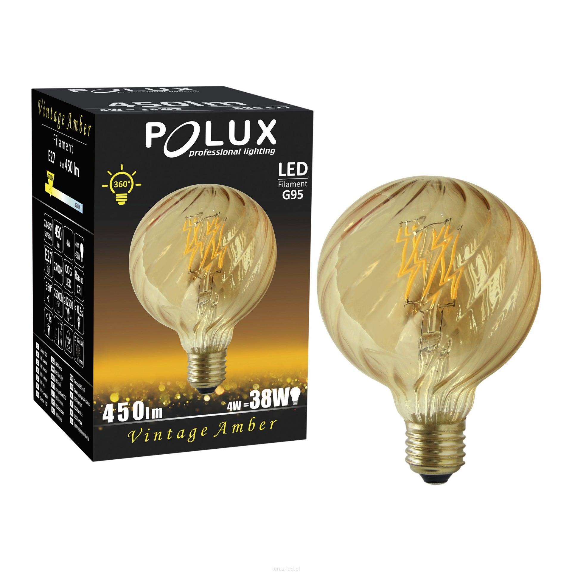 Retro Filament LED-lamp E27 4 Watt 450 lumen 2700 kelvin - Amber G95