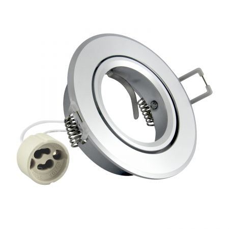 Inbouw spot GU10 - aluminium - rond armatuur - gepolijst - zilver/zilver 85mm