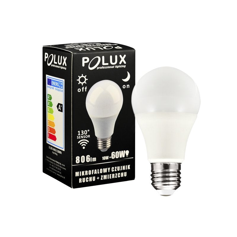 LED-lamp Schemerschakelaar en Bewegingssensor E27 3000K 806lm 10W