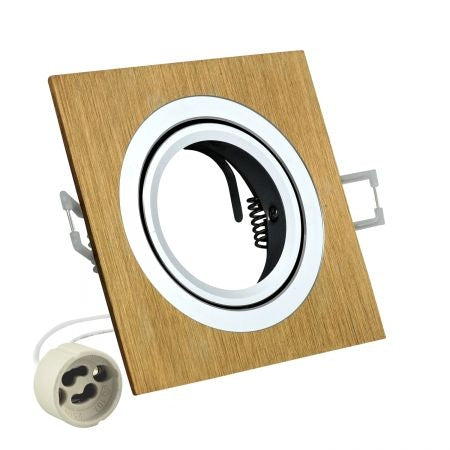 Inbouw spot GU10 - aluminium - vierkant armatuur - geborsteld - goud/zilver 92mm