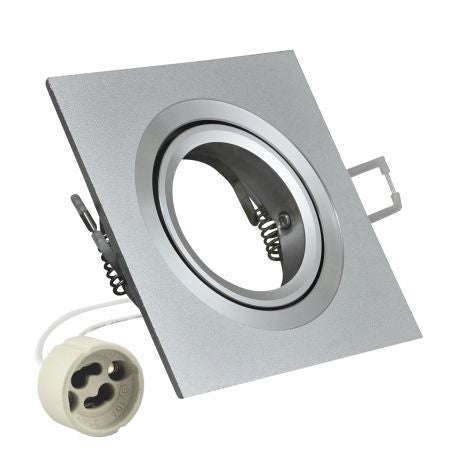 Inbouw spot GU10 - aluminium - vierkant armatuur - mat - zilver/zilver 92mm