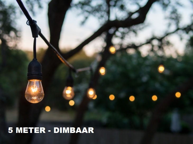 Dimbare prikkabel - 5 meter - LED lichtsnoer - 10 lampen - IP54 - 220 Volt