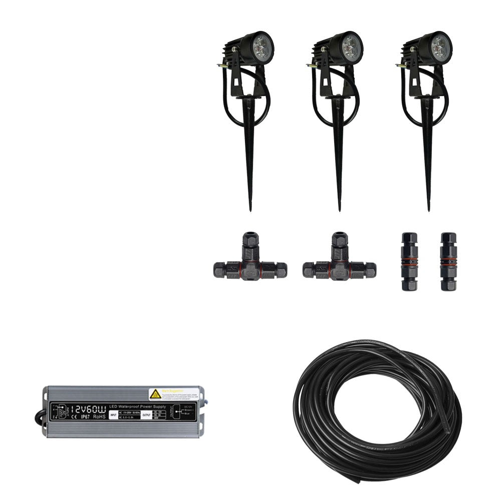 3x LED grond spot - 12V - 3 watt - complete DIY set