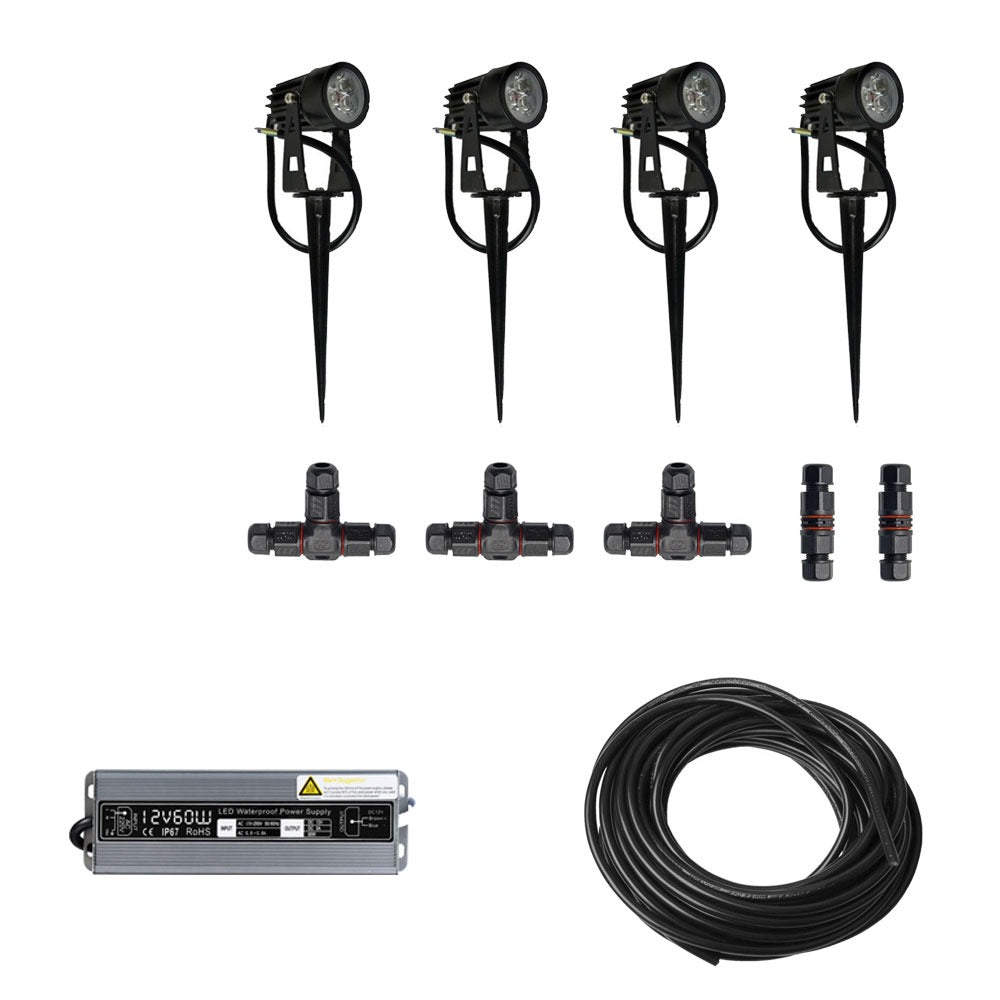 4x LED grond spot - 12V - 10 watt - complete set