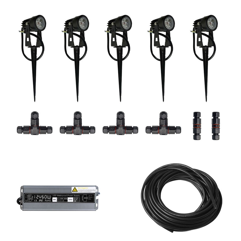 5x LED grond spot - 12V - 3 watt - complete DIY set