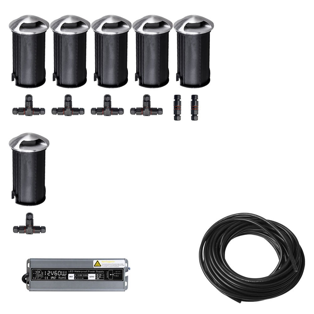 6x LED tuinpad spot - 12V - 3 watt - 41mm - complete set