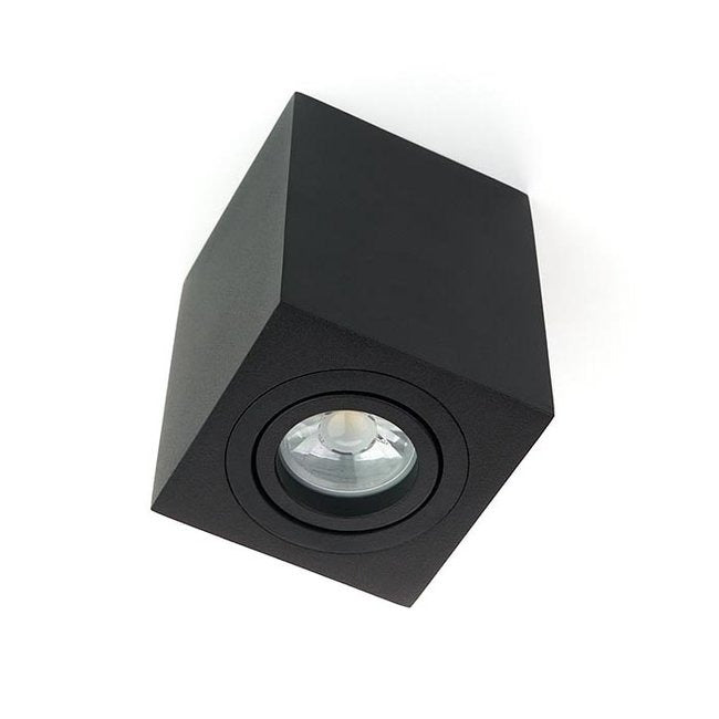 Opbouw spot GU10 - 96mm - Kunststof - Vierkant armatuur - Zwart
