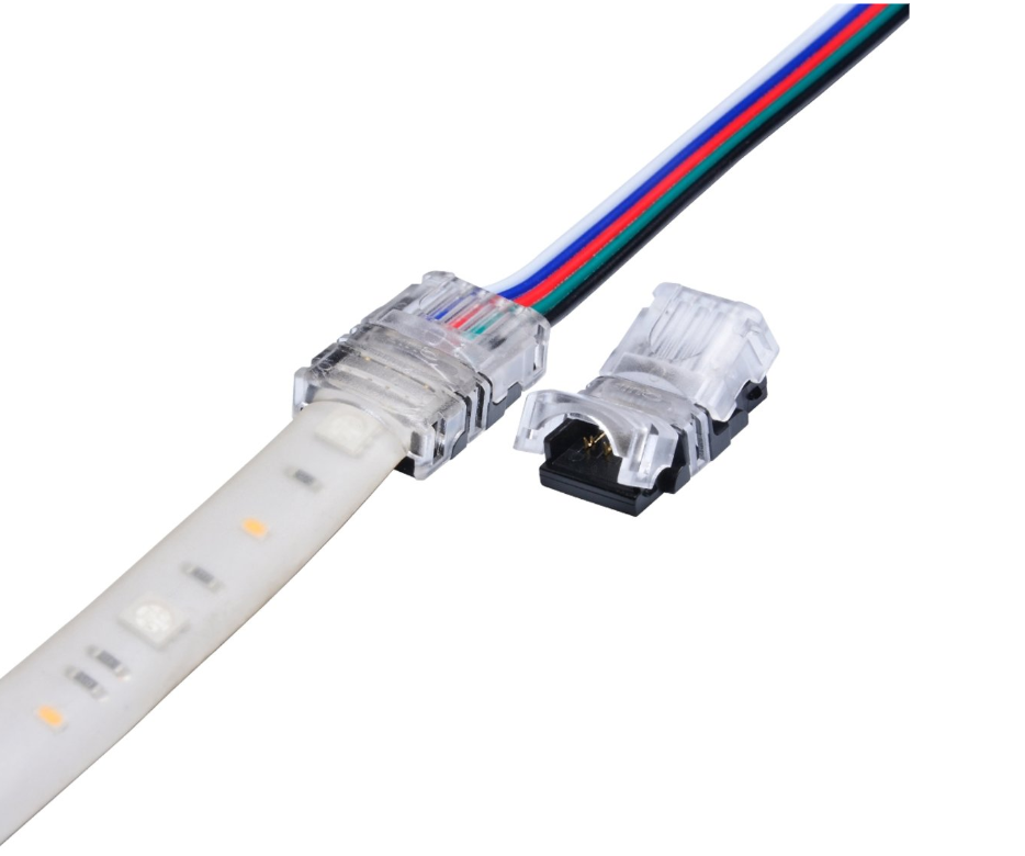 RGB Ledstrip naar kabel Connector 10mm - 4-aderig