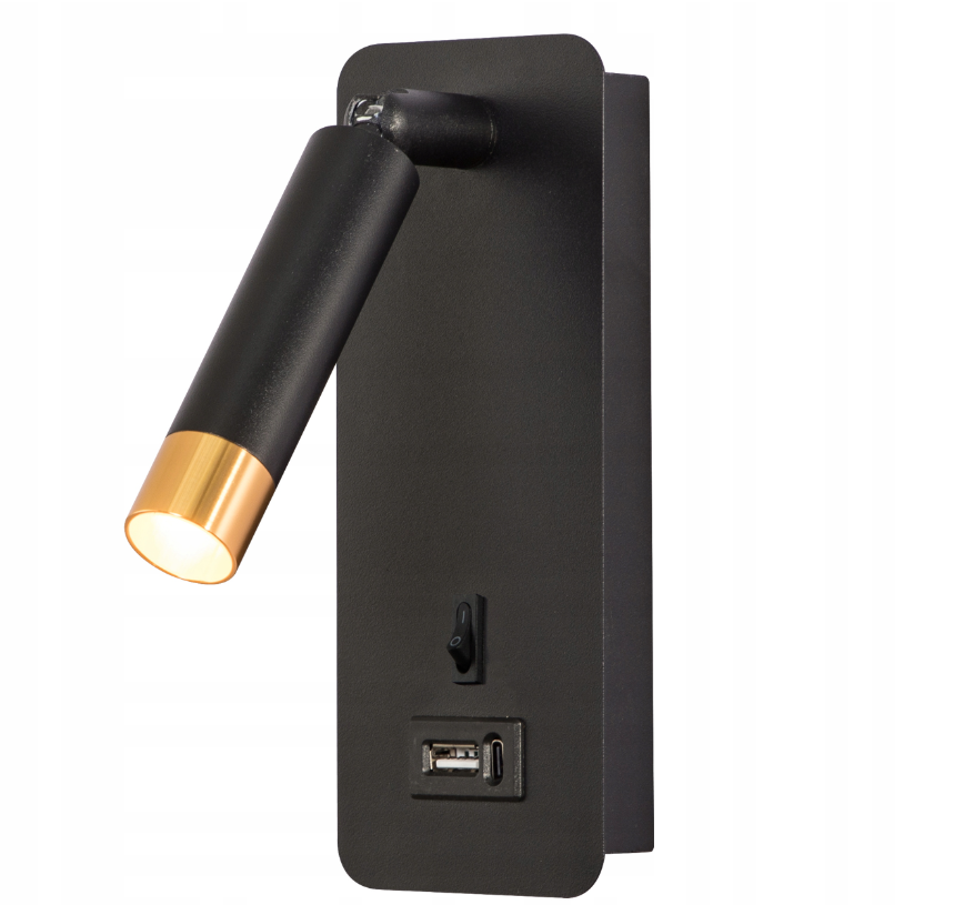 LED leeslamp - 25mm - USB-A + USB-C poort - Zwart