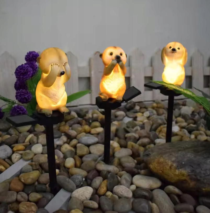 Solar LED stokstaartje - Neutraal wit - Met schemersensor en prikpen