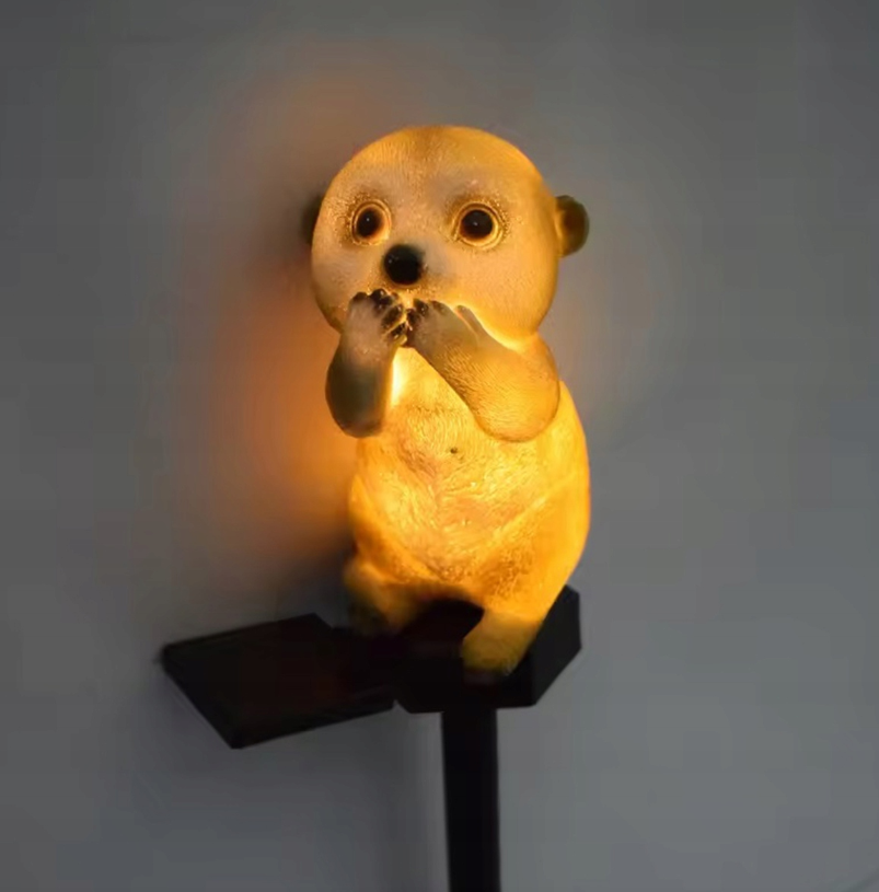 Solar LED stokstaartje - Neutraal wit - Met schemersensor en prikpen