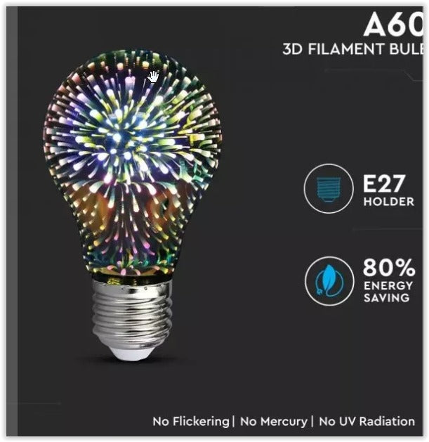LED Filament 3D Lamp - E27 - 3 Watt - Dimbaar - Warm Wit - 20 Lumen