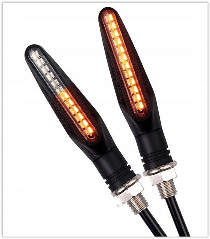 Dynamische Motor Richtingaanwijzers - 12 LEDs - Oranje - Wit licht - 2 stuks