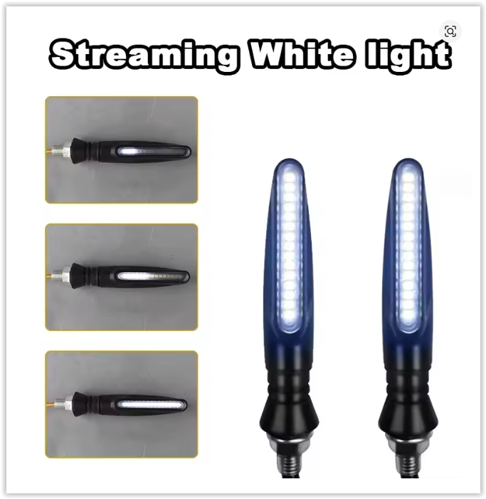 Dynamische Motor Richtingaanwijzers - 12 LEDs - Oranje - Wit licht - 2 stuks