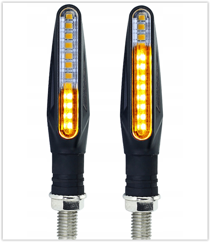 Dynamische Motor Richtingaanwijzers - 12 LEDs - Oranje - Wit licht - 2 stuks