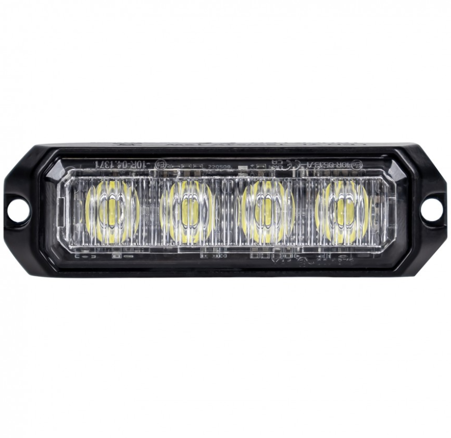 LED bumperflitser - 4-LED 12V - 24V -  WIT -  IP67 - R10