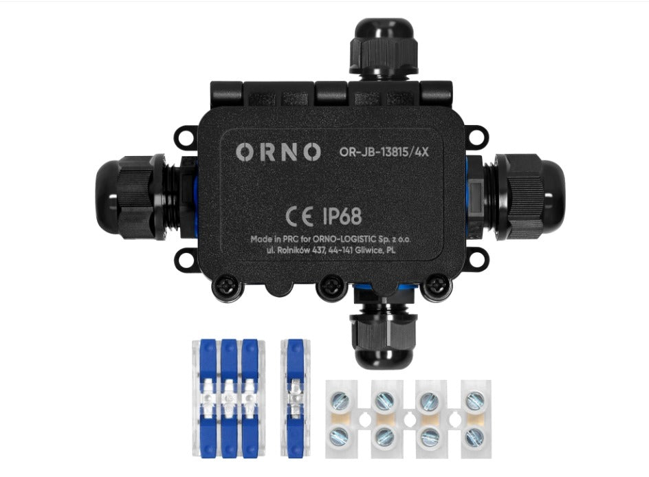 Opbouw Lasdoos IP68 X-Type (2x M20 + 2x M16) – Waterdicht – Slagvast