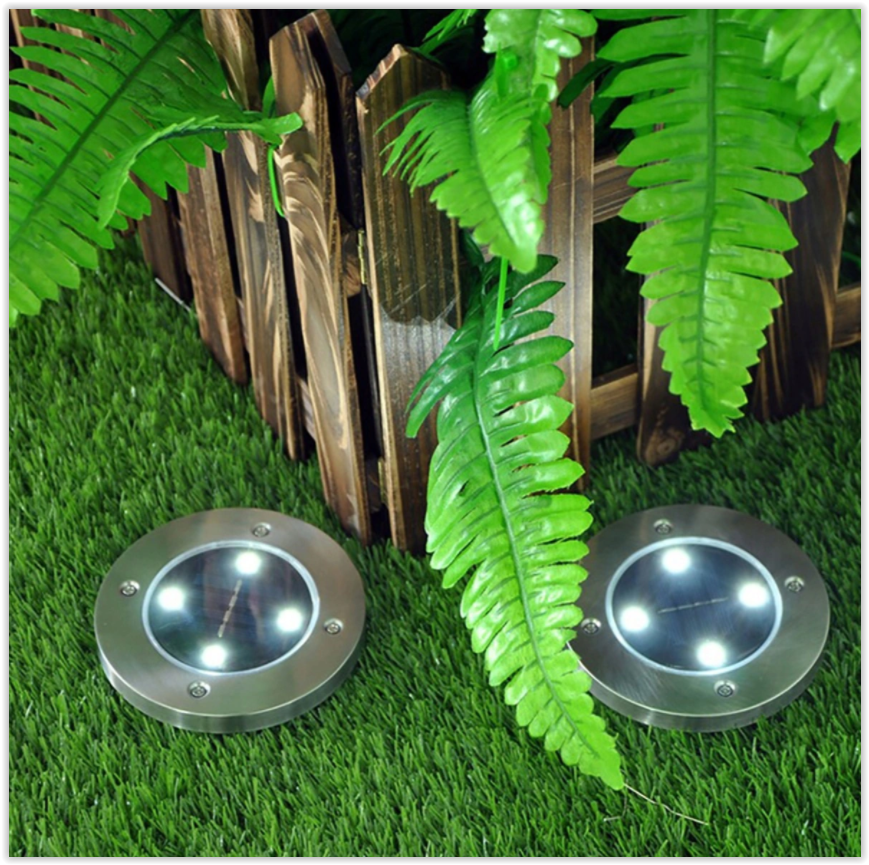 Solar 8 LED grondspot - 0,8 Watt - koud wit - schemersensor - set 4 stuks