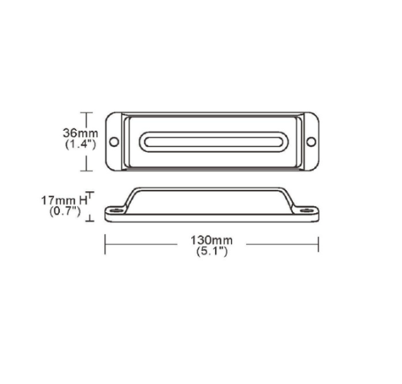 LED bumper flitser - Oranje - 6 LED - R10/R65 - 13cm